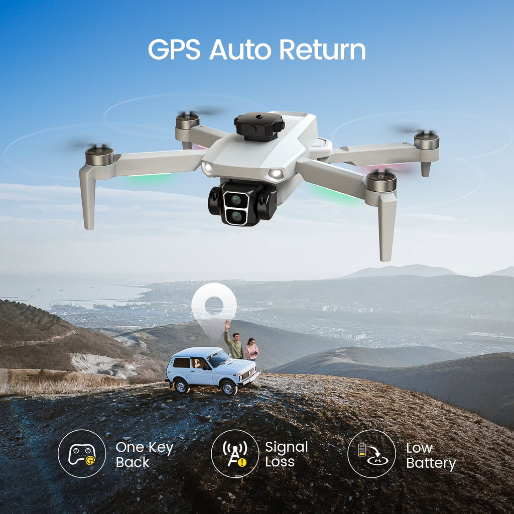 L106 GPS Foldable Drone with 4K UHD Camera for Adults Beginners, Brushless Motor, Outdoor Fun, 2 Batteries, White