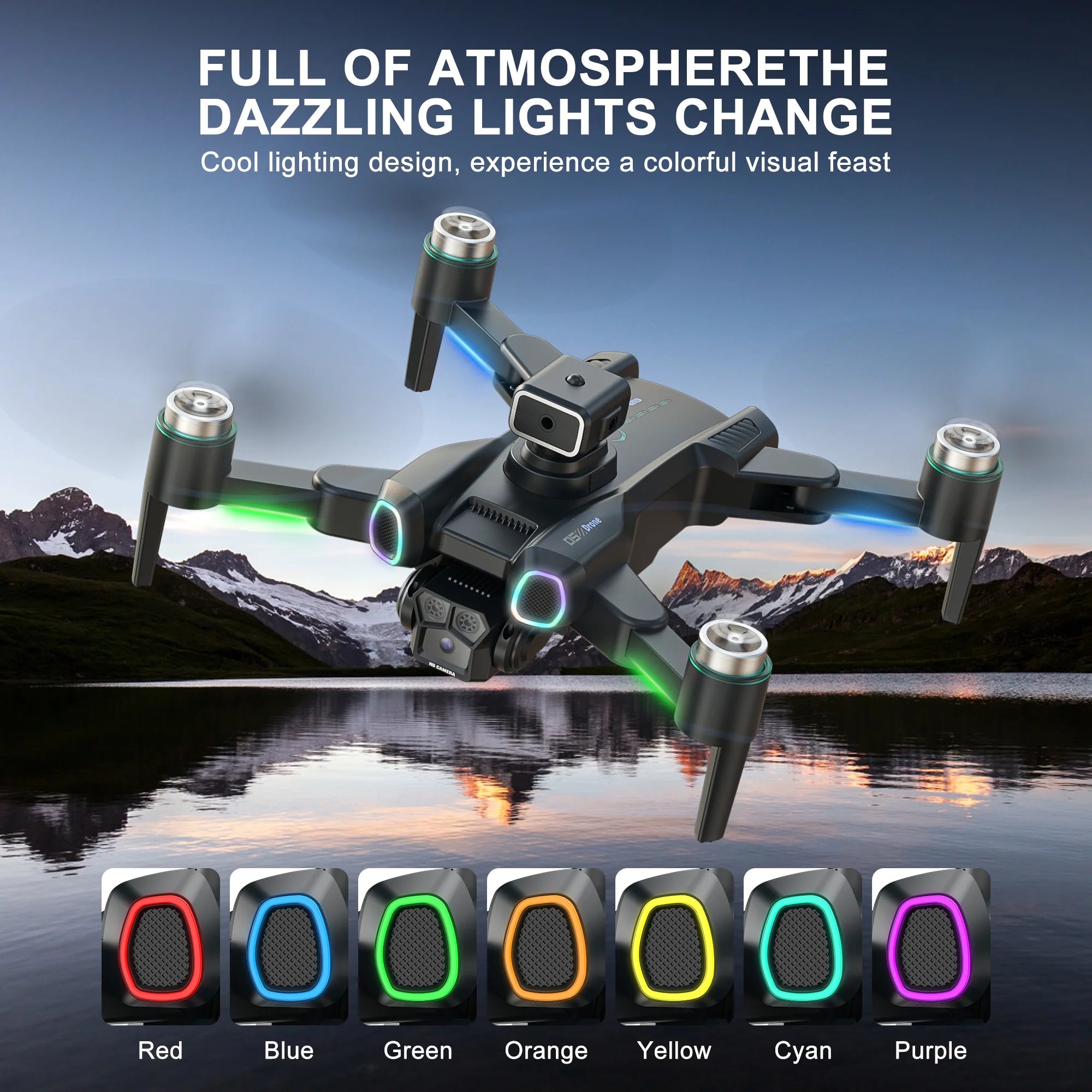 Mini Drone for Kids 8-12, CS15 Foldable Drones with HD Camera, Headless Mode, LED Lights, 2 Batteries, Black