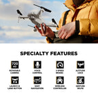 Skyhornet Foldable RC Drone with 720P HD Camera, Wifi FPV Live Video, 3 Speed Modes, Auto Takeoff & Landing, 11 Minutes Flight Time, Remote Control Quadcopter Toy for Kids & Beginners, White