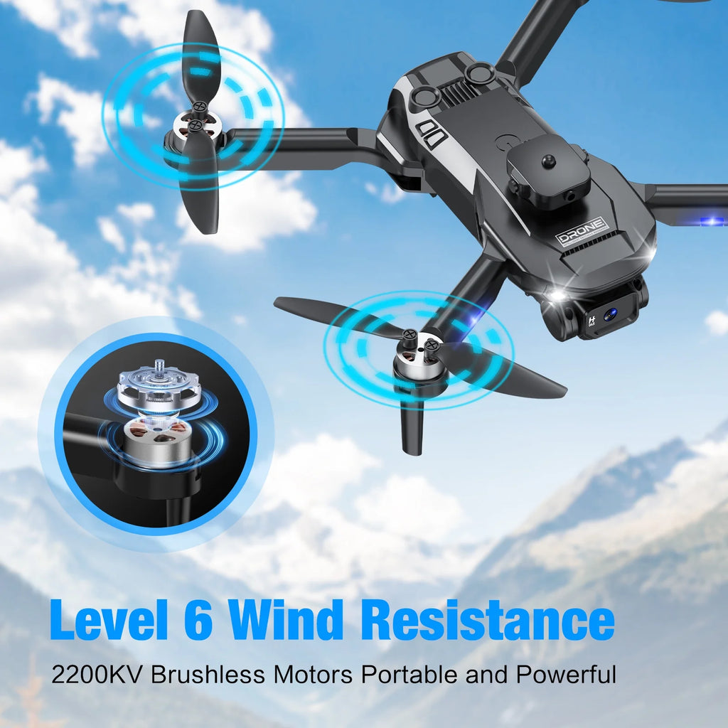 Drones with Camera for Adults 6K, 1080P FPV RC Quadcopter for Kids Beginners with 3 Batteries, Foldable, Brushless Motor, 3D Flips,One Key Take Off/Land, Black
