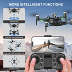 Mini Drone for Kids 8-12, CS15 Foldable Drones with HD Camera, Headless Mode, LED Lights, 2 Batteries, Black