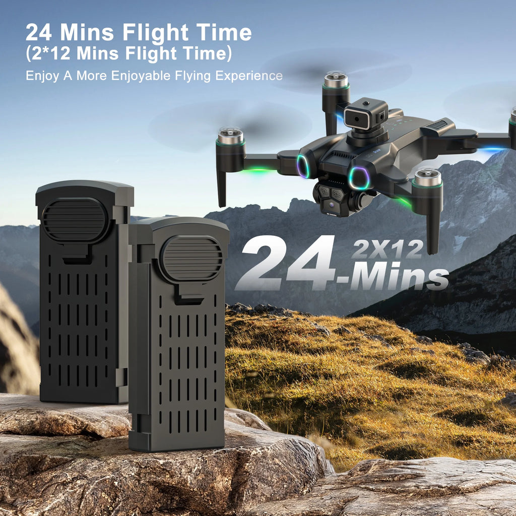 Mini Drone for Kids 8-12, CS15 Foldable Drones with HD Camera, Headless Mode, LED Lights, 2 Batteries, Black