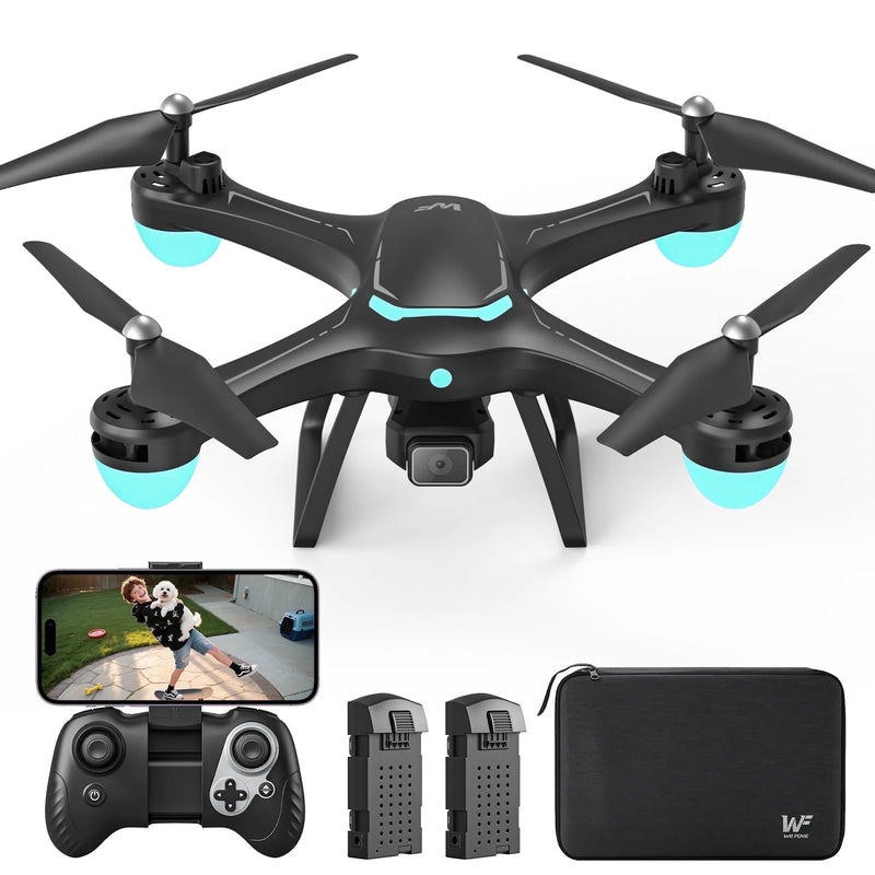 Drones for Kids with 1080P Camera, Lightweight  WF13 Upgraded Quadcopter Beginners, One-Key Takeoff, Optical Flow Hover, 2 Batteries, Black