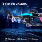 D99 GPS Drone with 8K UHD Camera, Foldable Quadcopter for Adults Beginners, Brushless Motor, VR Mode, 2 Batteries, Orange