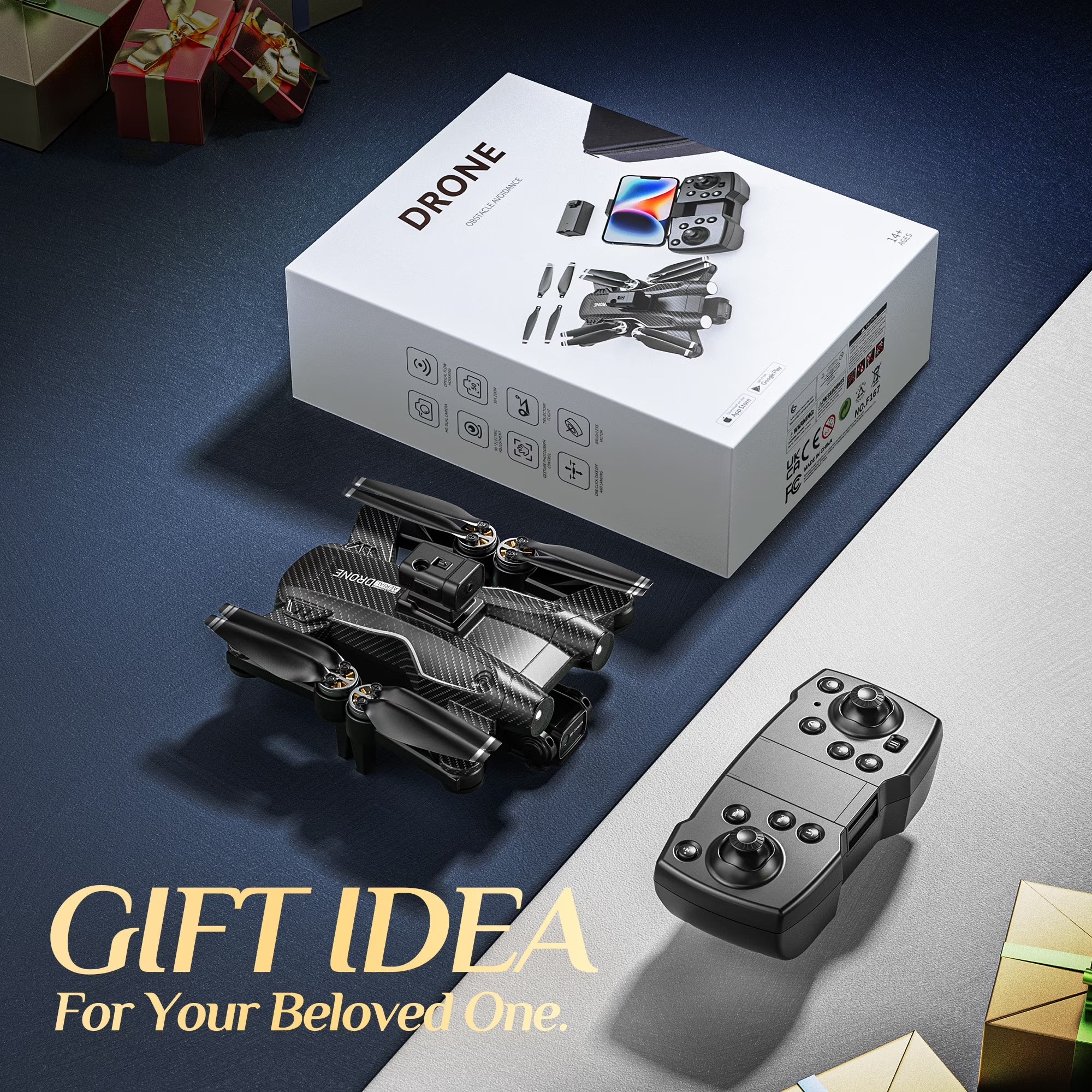 F167 Drone with Camera, Obstacle Avoidance, Brushless Motor, Optical Flow Sensor, 2 Batteries, Black