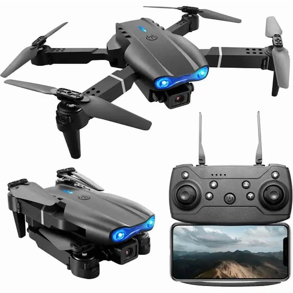 E99 Foldable RC Quadcopter Drone with Camera, Remote Control, 2 Batteries – Easy to Use UAV for Beginners, Perfect Gift for Kids & Men | Indoor & Outdoor