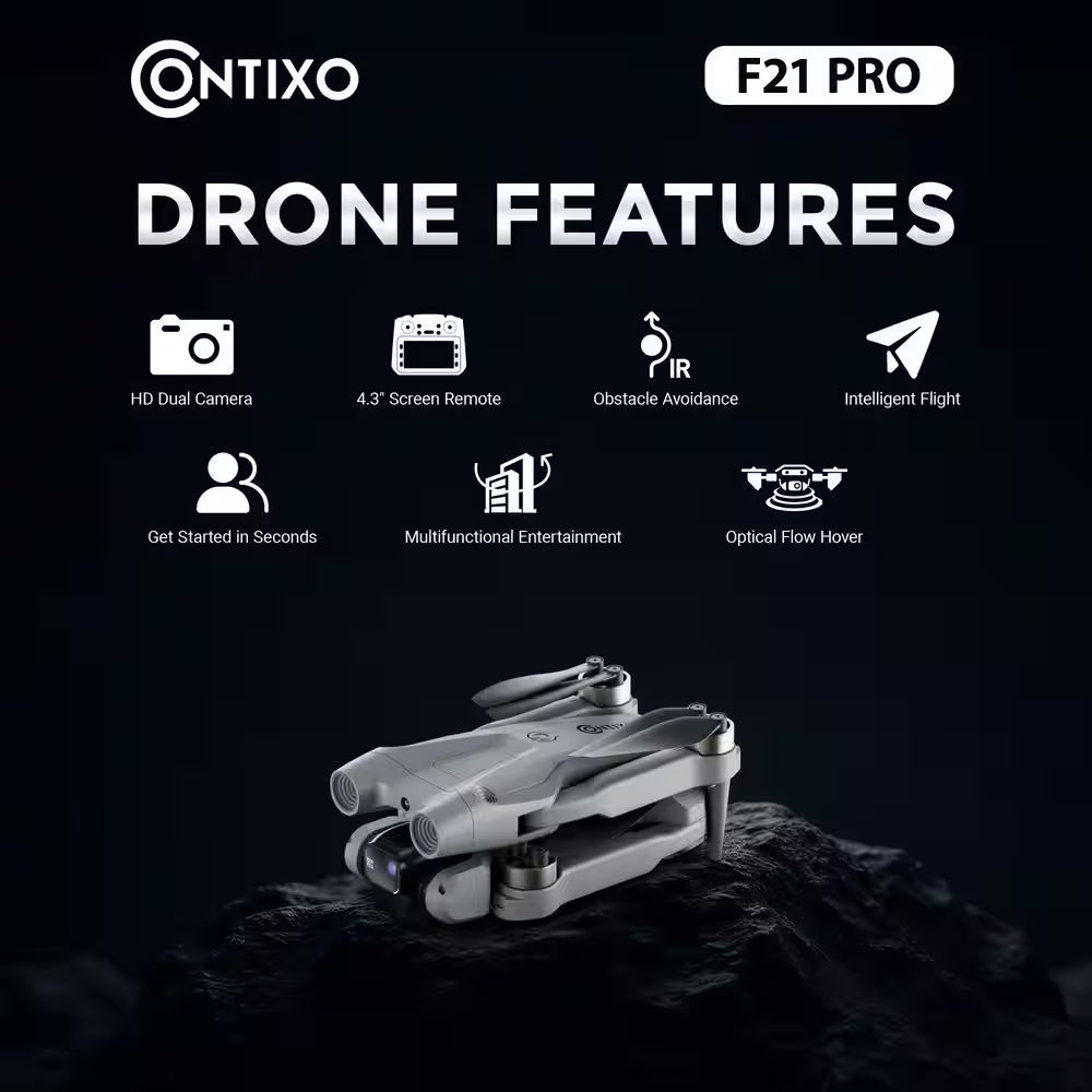 Lumo Pro Mini FPV Drone with Camera, 4.3 In.Screen, Foldable, Brushless Motor, 2-Batteries and Case – Gray