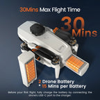 L106 GPS Foldable Drone with 4K UHD Camera for Adults Beginners, Brushless Motor, Outdoor Fun, 2 Batteries, White