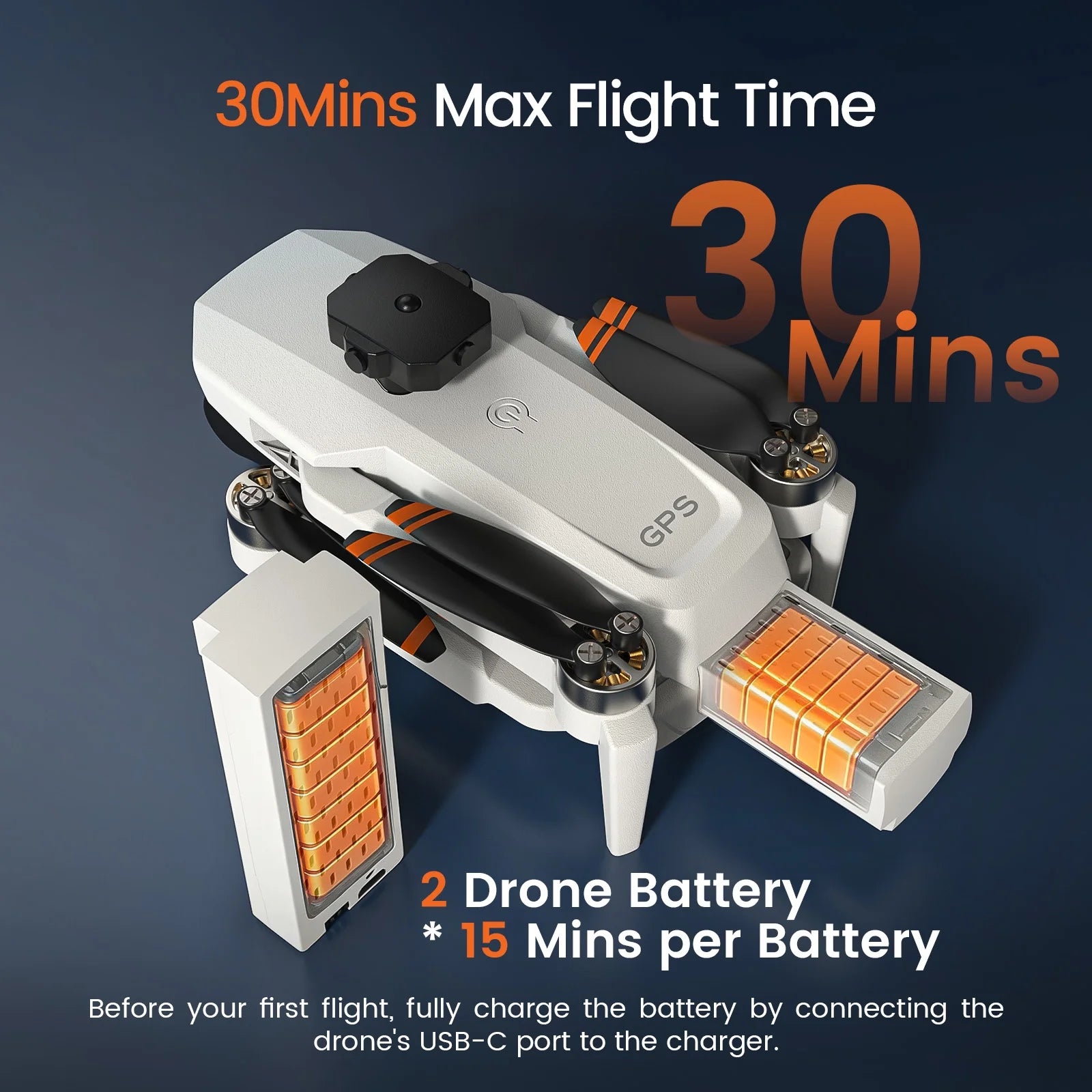 L106 GPS Foldable Drone with 4K UHD Camera for Adults Beginners, Brushless Motor, Outdoor Fun, 2 Batteries, White