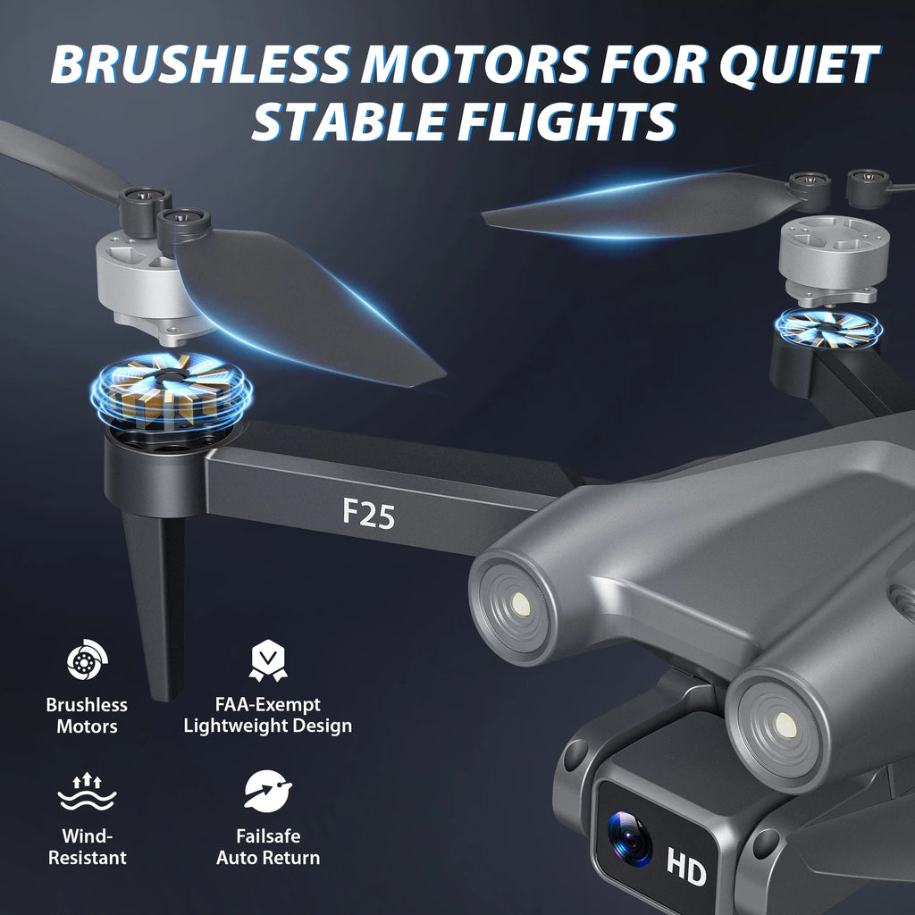 F25 GPS Drone with Camera, Foldable RC Drone with 1080P 4.3 Inch FPV Screen, 16-Min Flight, Black