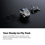 Skyhornet Foldable RC Drone with 720P HD Camera, Wifi FPV Live Video, 3 Speed Modes, Auto Takeoff & Landing, 11 Minutes Flight Time, Remote Control Quadcopter Toy for Kids & Beginners, White
