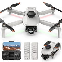 L106 GPS Foldable Drone with 4K UHD Camera for Adults Beginners, Brushless Motor, Outdoor Fun, 2 Batteries, White
