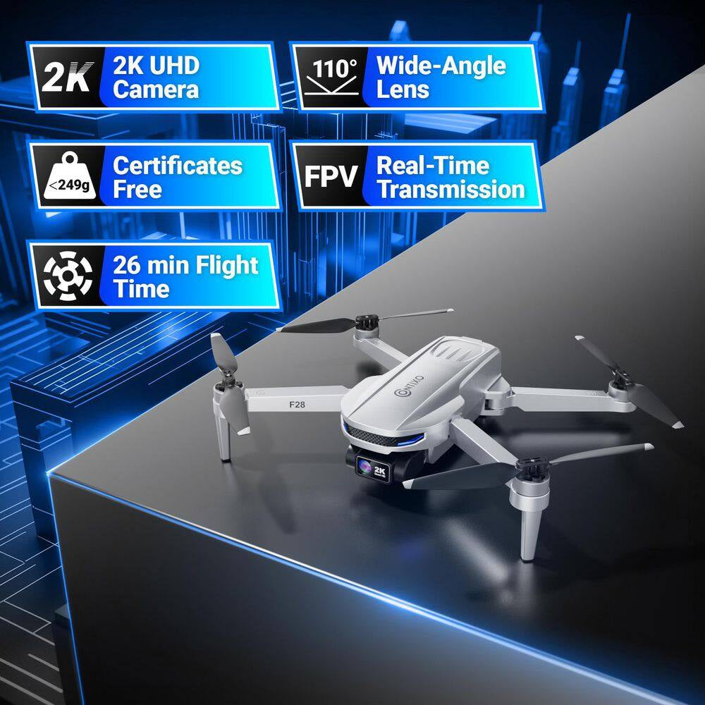 Stratus 2K GPS Drone with Intelligent Flight Modes, 26-Min Flight, Brushless Motors and Carrying Case