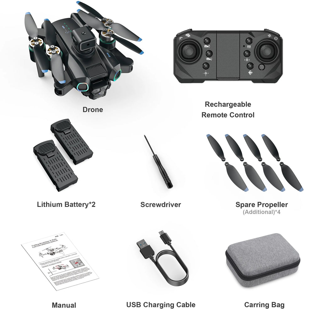 Mini Drone for Kids 8-12, CS15 Foldable Drones with HD Camera, Headless Mode, LED Lights, 2 Batteries, Black