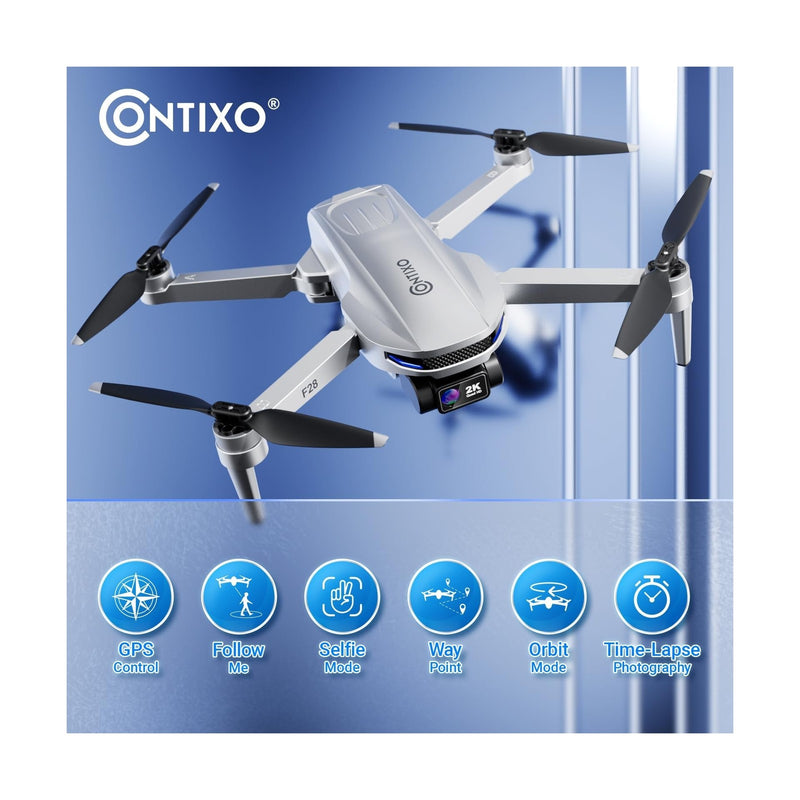 Contixo F28 2K Camera Drone for Adults, GPS Auto Follow, 26 Min Flight Time, ...