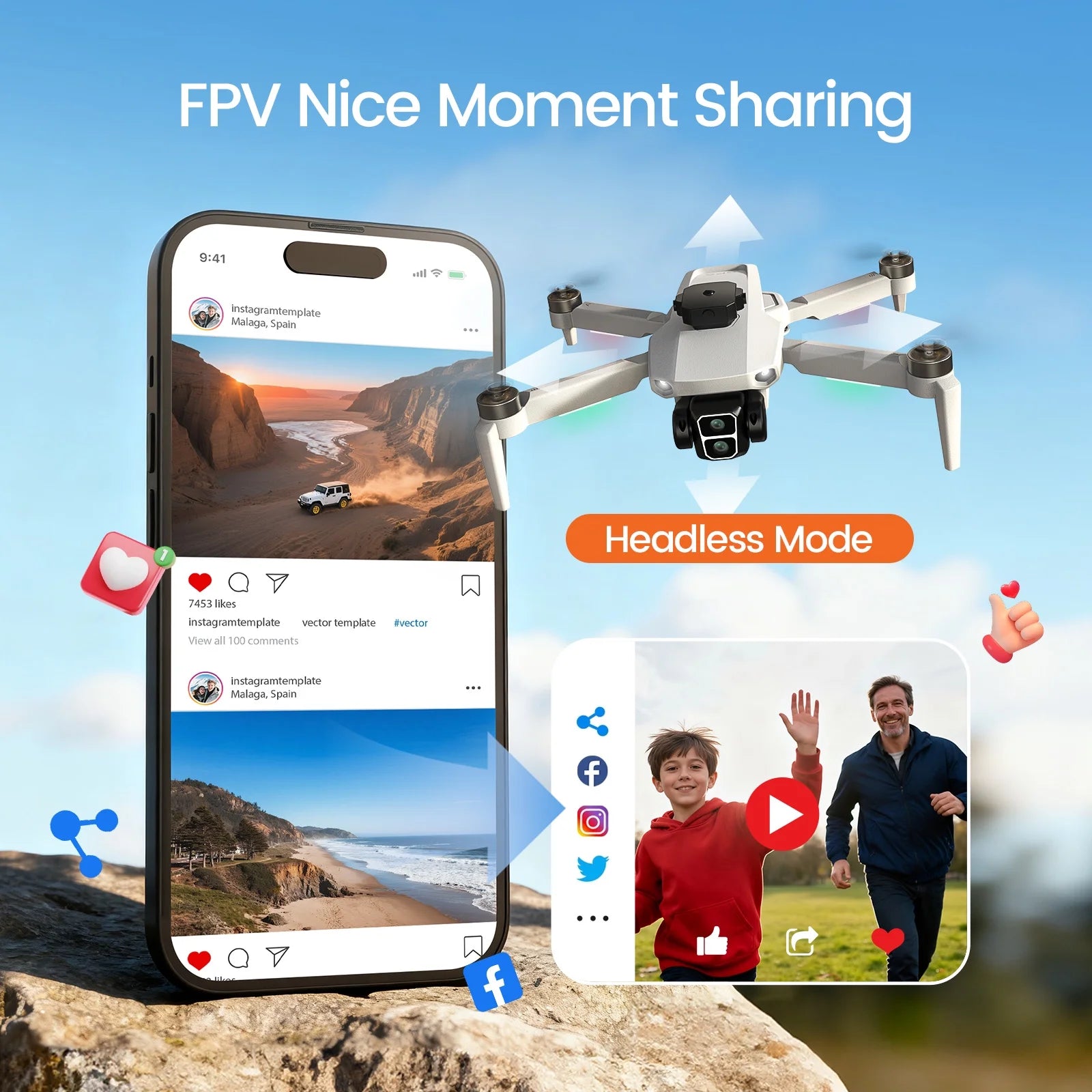 L106 GPS Foldable Drone with 4K UHD Camera for Adults Beginners, Brushless Motor, Outdoor Fun, 2 Batteries, White