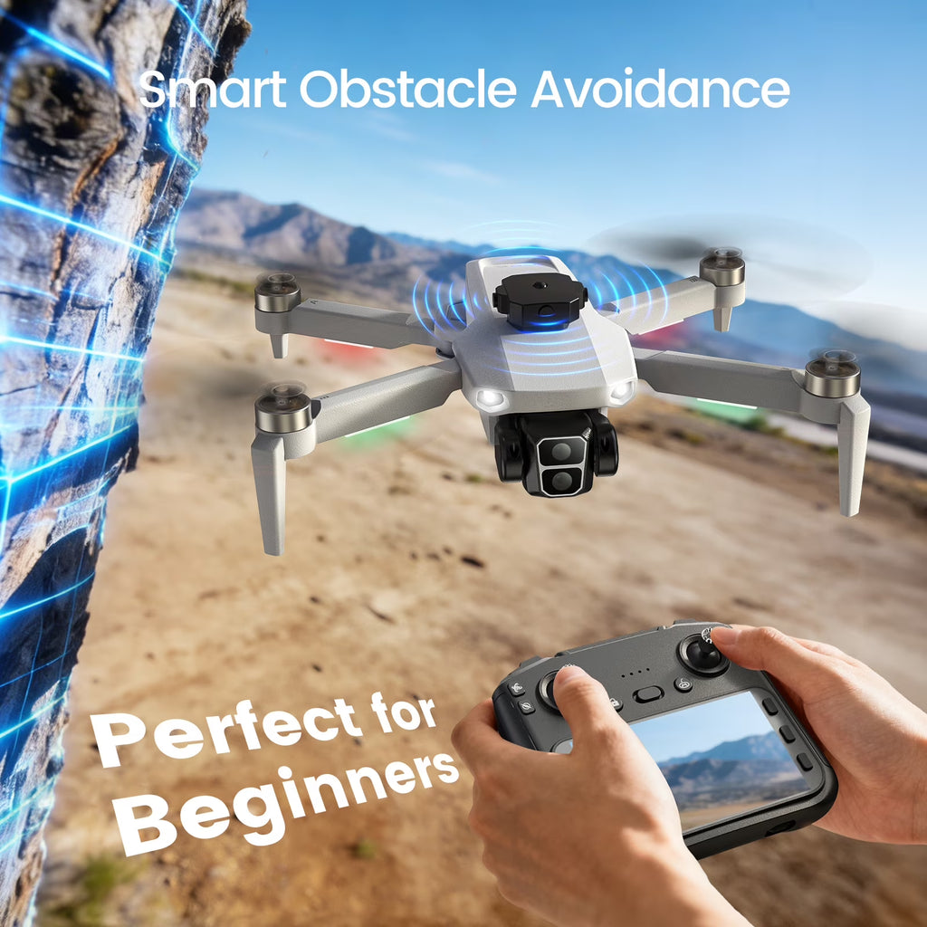 Foldable Drone Built-In LCD Screen on Remote,  L106 GPS Drones with Camera for Adults 4K, Lightweight, under 249G, 2 Batteries, Gray