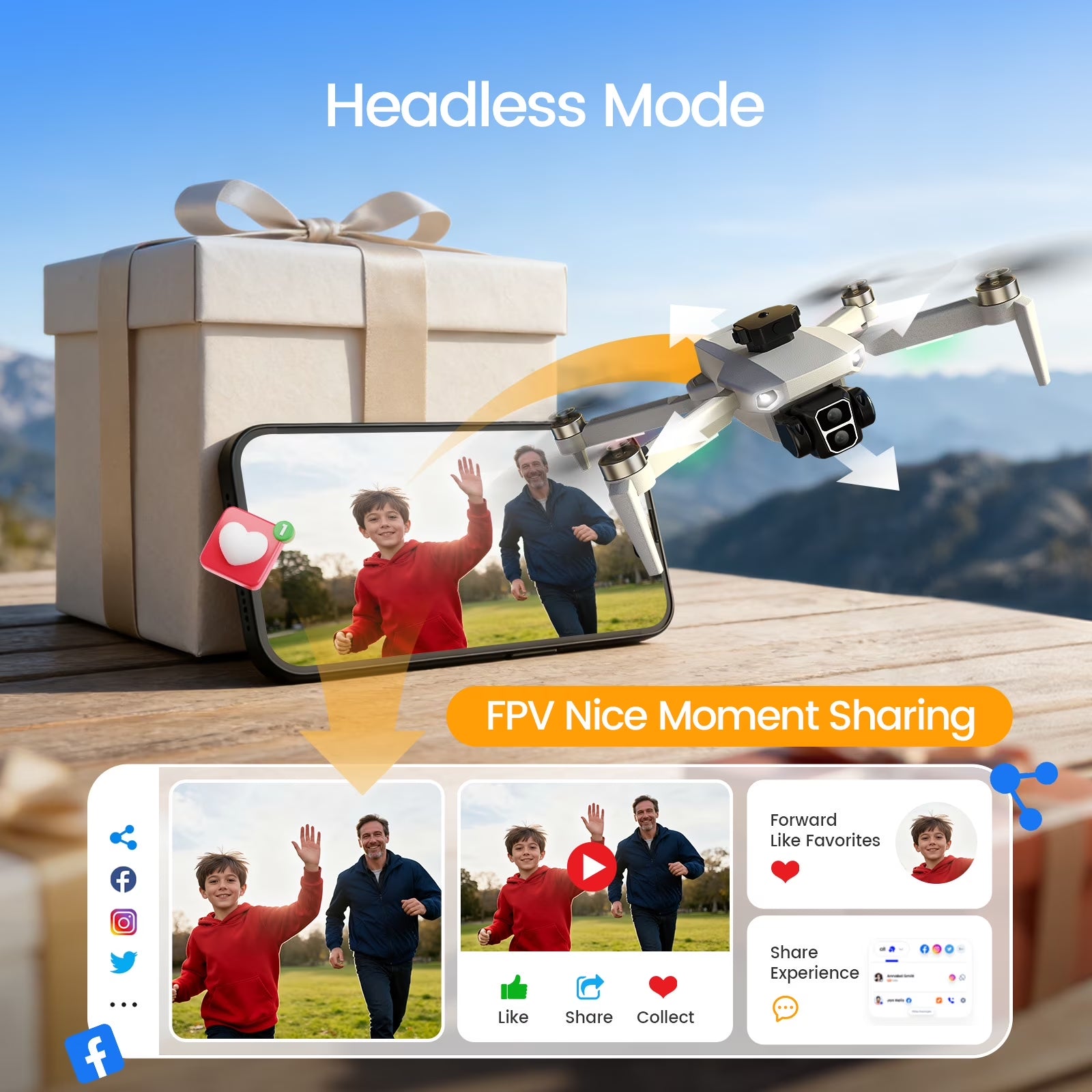 Foldable Drone Built-In LCD Screen on Remote,  L106 GPS Drones with Camera for Adults 4K, Lightweight, under 249G, 2 Batteries, Gray