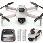 Foldable Drone Built-In LCD Screen on Remote,  L106 GPS Drones with Camera for Adults 4K, Lightweight, under 249G, 2 Batteries, Gray
