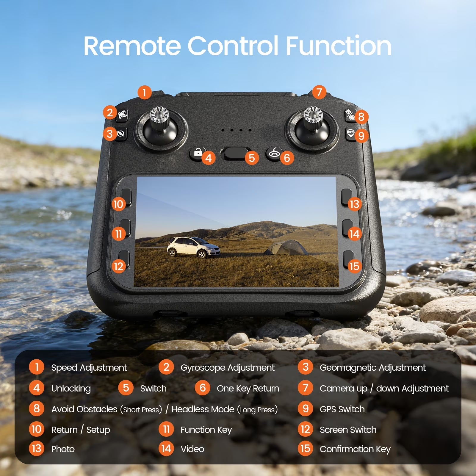 Foldable Drone Built-In LCD Screen on Remote,  L106 GPS Drones with Camera for Adults 4K, Lightweight, under 249G, 2 Batteries, Gray