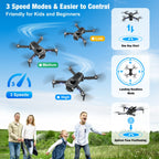 Drones with Camera for Adults 6K, 1080P FPV RC Quadcopter for Kids Beginners with 3 Batteries, Foldable, Brushless Motor, 3D Flips,One Key Take Off/Land, Black