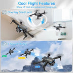 1080P HD Camera FPV Foldable Drone with Altitude Hold 1-Key Take Off/ Landing 3D Flips Headless Mode Speed Adjustment