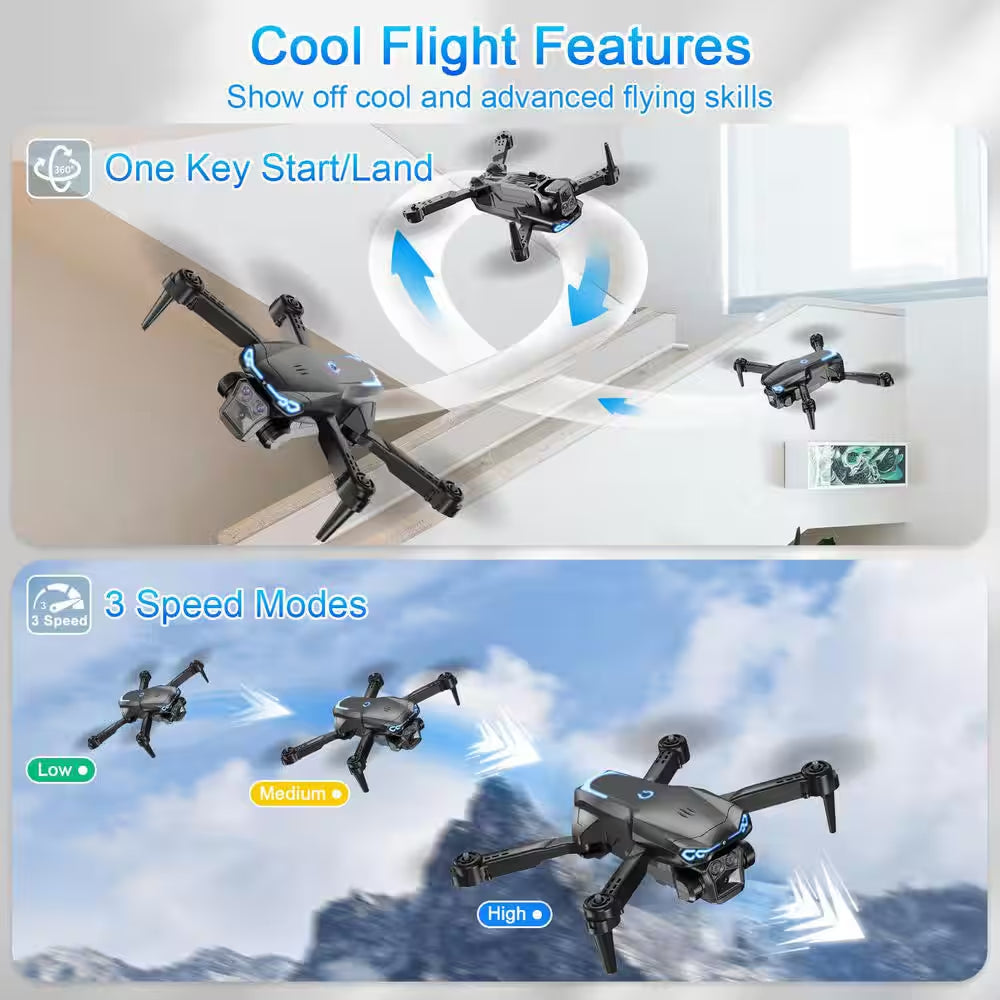 1080P HD Camera FPV Foldable Drone with Altitude Hold 1-Key Take Off/ Landing 3D Flips Headless Mode Speed Adjustment