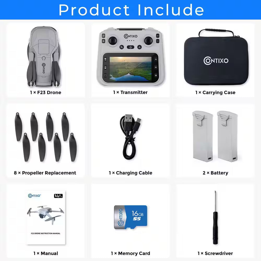 F23 1080P FPV Drone with Camera, GPS Mini RC Quadcopter with 4.5 In. Screen, 46 Min Flight Time Optical Flow Auto Return