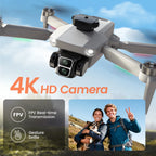 L106 GPS Foldable Drone with 4K UHD Camera for Adults Beginners, Brushless Motor, Outdoor Fun, 2 Batteries, White