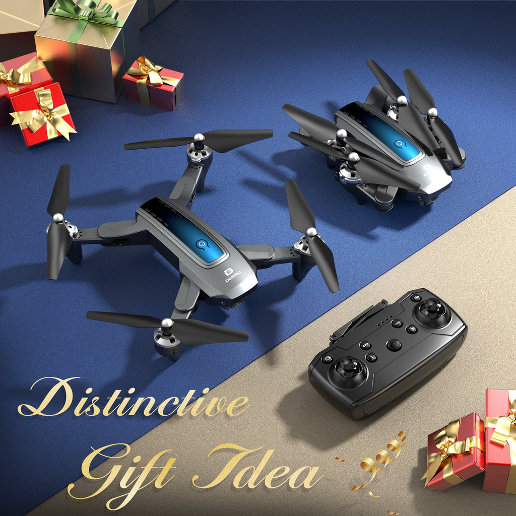 D10 Drone with 1080P Camera, Gravity Control, Altitude Hold, Carrying Case, 2 Batteries, Gray