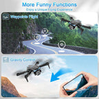 1080P HD Camera FPV Foldable Drone with Altitude Hold 1-Key Take Off/ Landing 3D Flips Headless Mode Speed Adjustment